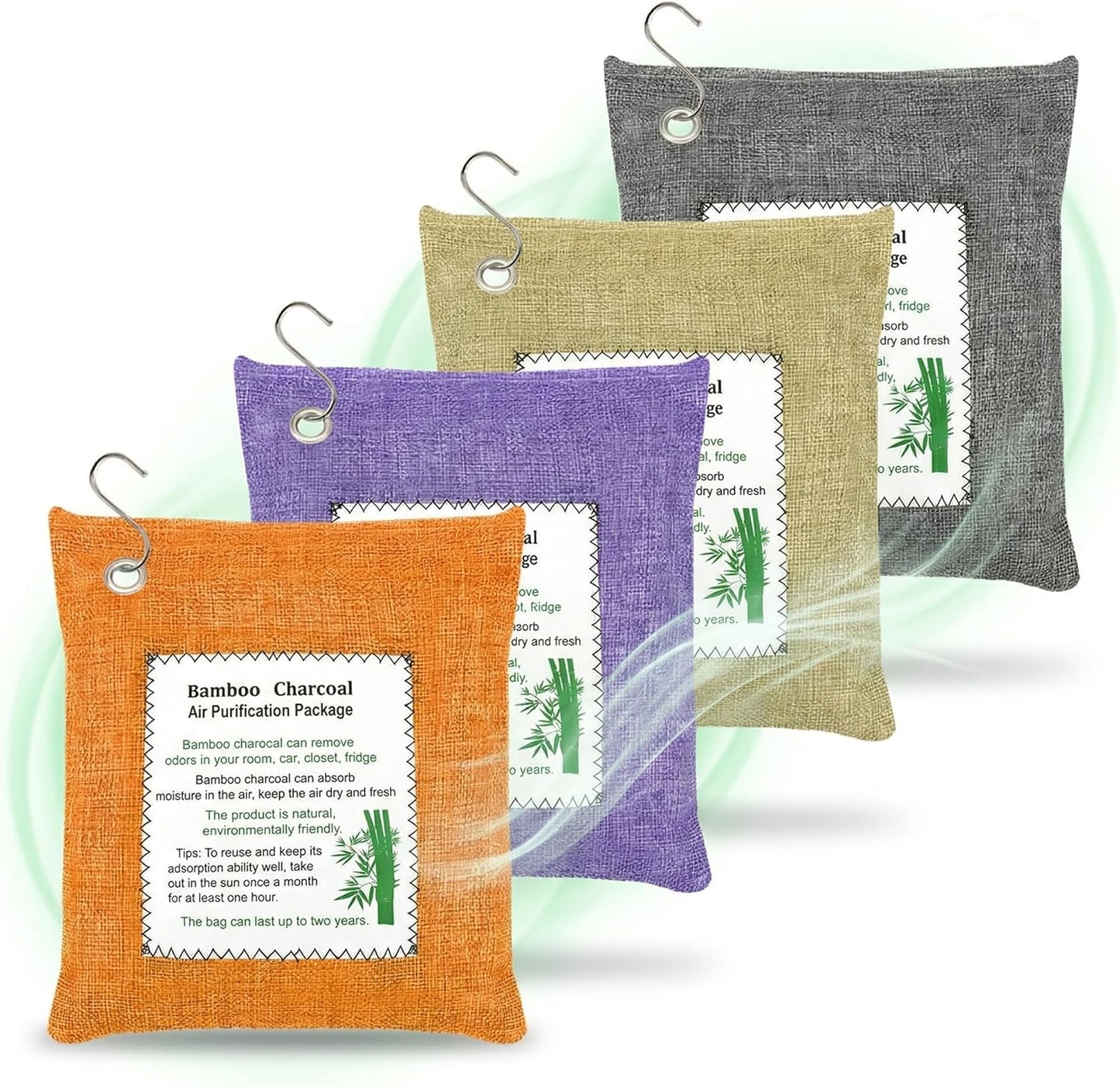 Charcoal Bags Odor Absorber (10x100g+4x200g) Activated Bamboo Charcoal Air Purifying Bags Charcoal Odor Eliminating Bags for Home & Car Shoes, Closet, Pet -14 PACK