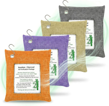 Charcoal Bags Odor Absorber (10x100g+4x200g) Activated Bamboo Charcoal Air Purifying Bags Charcoal Odor Eliminating Bags for Home & Car Shoes, Closet, Pet -14 PACK
