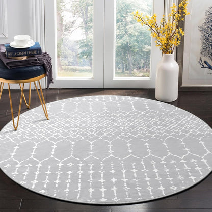 Lahome Moroccan Entry Rug 2x3, Non-Slip Washable Front Indoor Door Mat Rubber Backing Low-Profile Door Rugs, Small Geometric Print Distressed for Entryway Bathroom Kitchen, Black Hana