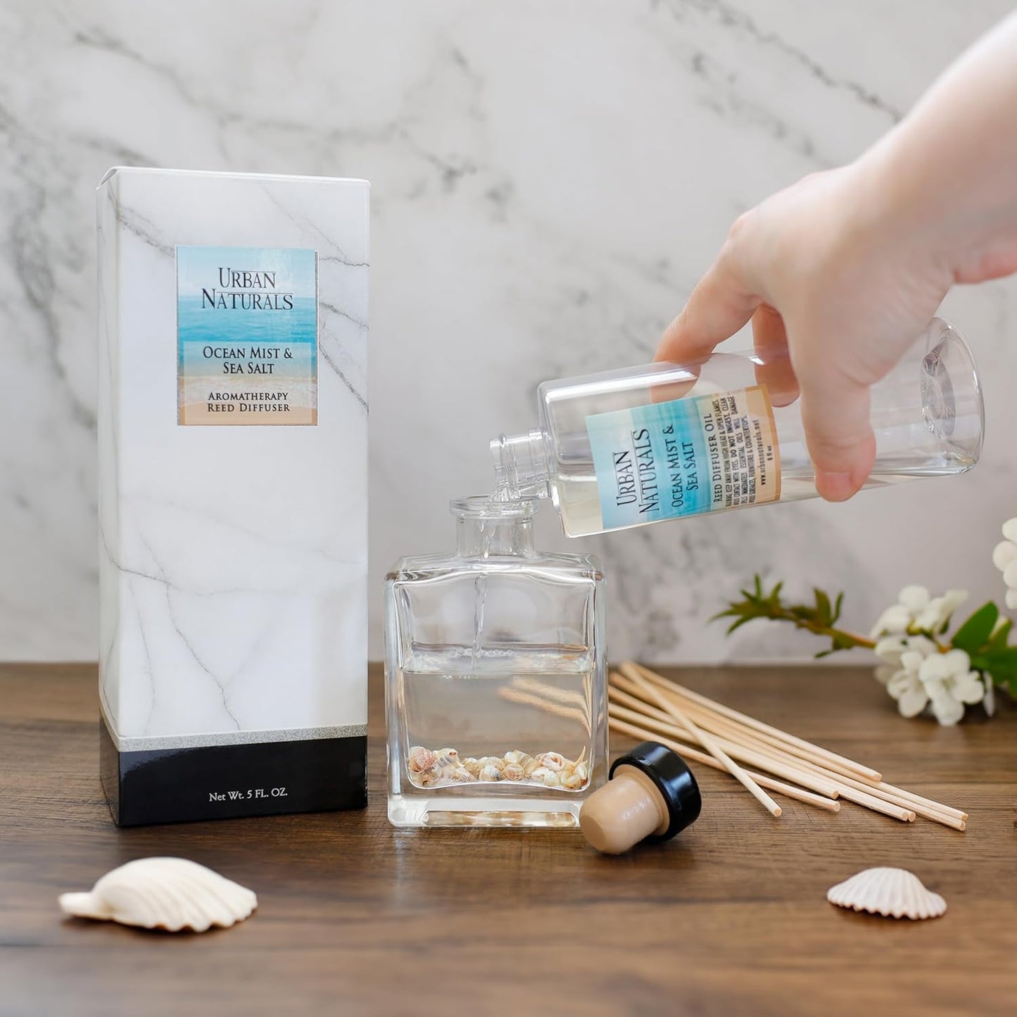 Urban Naturals Smoked Vanilla Reed Diffuser Set with Vanilla Bean, Sandalwood & Leather | Made in the USA - Colors A