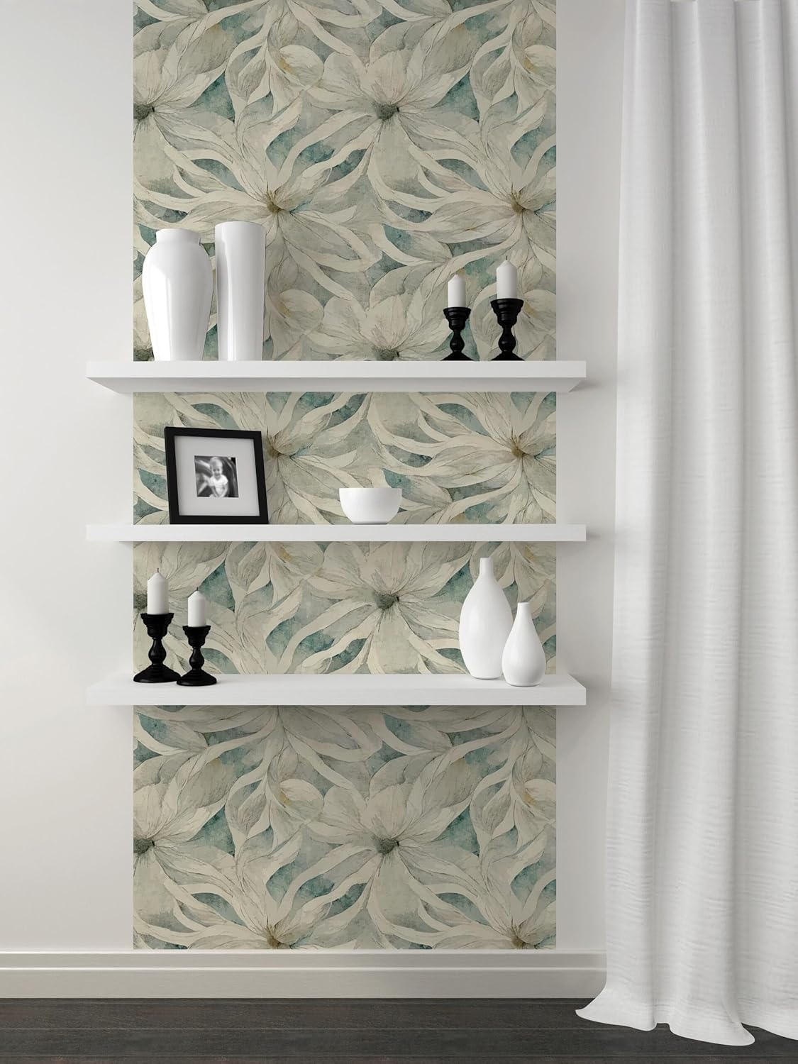 Peel and Stick Wallpaper Roll 17.5 x 216 Whispering Tales Design in Vinyl Sticker Paper for Accent Panels, Bedroom, Kitchen, Office or Shelf Liner