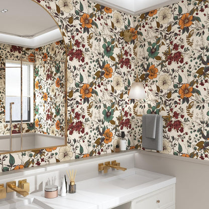 Danodoi Yellow Floral Wallpaper Peel and Stick Vinyl Wallpaper Stick and Peel Colorful Contact Paper for Cabinets Waterproof Self Adhesive Wall Paper for Kitchen Countertop Wall 17.5" x 118"