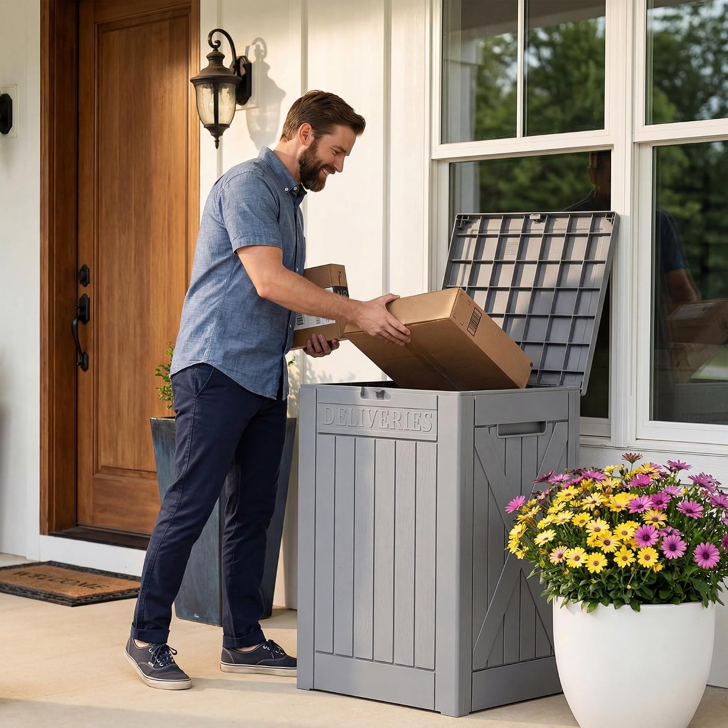 32 Gallon Deck Box Outdoor Indoor Waterproof Storage Box for Patio Furniture, Pool Accessories, Garden Tools, and Cushion Storage, Black