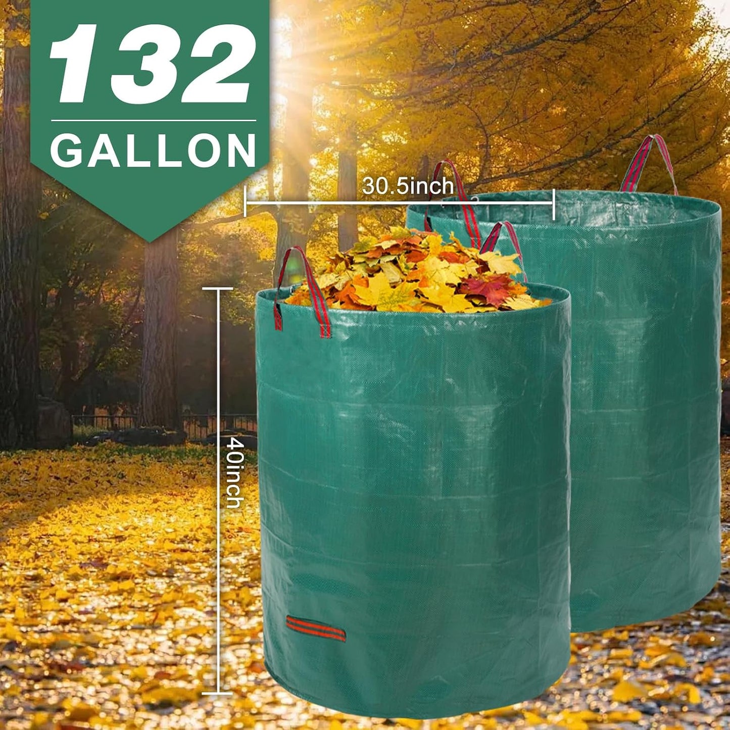 Outdoor Metal Leaf Bag Holder Stand, Fits 30-45 Gal Garbage Bags, Portable | Yard waste bag holder, Garden trash bag frame, Freestanding leaf bag stand, Camping garbage can, Disposable bag holder