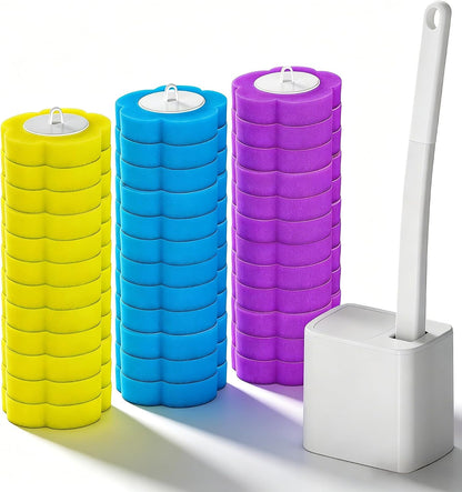 36 Sets of Disposable Toilet Brush Replacement Pads, Toilet Brush Sets, wall-Mounted Non-Contact Toilet Cleaning Kits, and Three Types of Replacement Brush Heads (Replace the Brush Head)