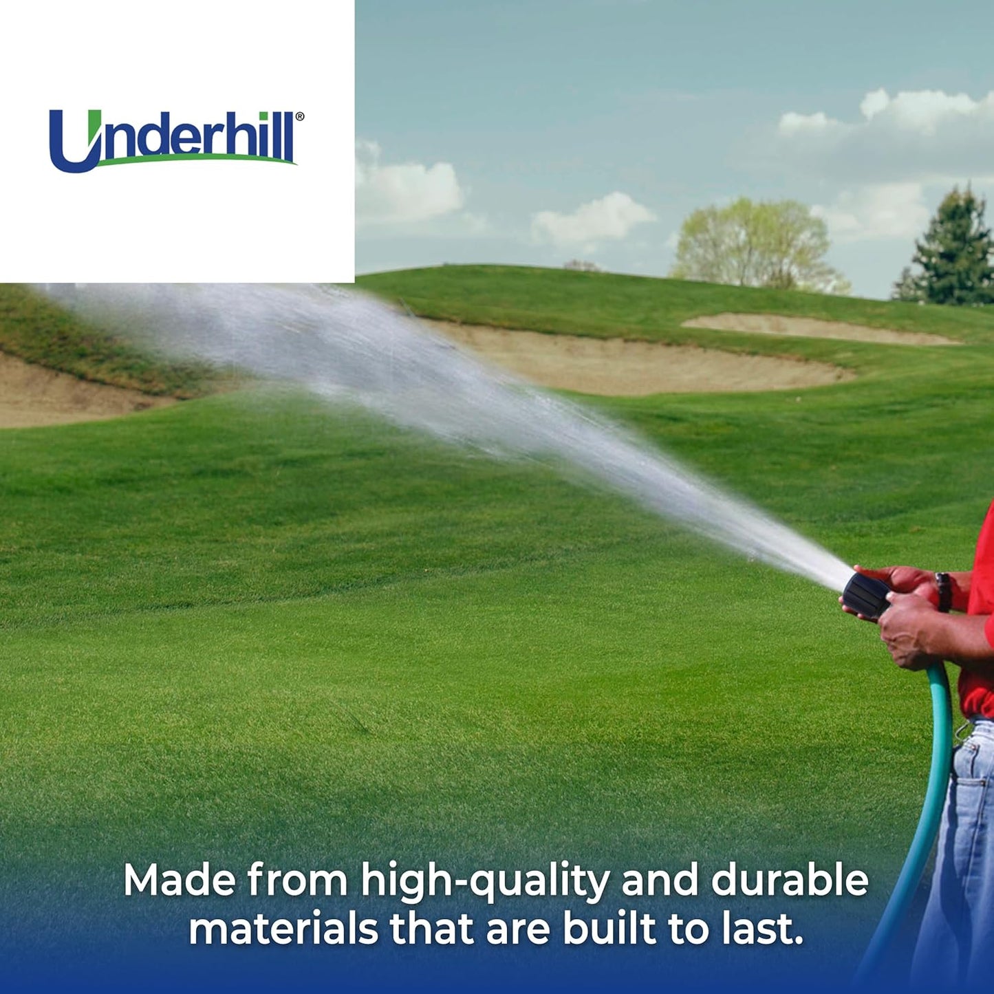 Underhill Magnum Garden Water Hose Nozzle, Sprayer, 37 GPM 80 PSI, 3/4-Inch Thread Inlet, Jet, Soak, Fan, Metal and Rubber, Adjustable, NG450