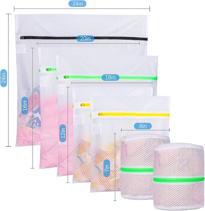 GOGOODA 7 PCS Mesh Laundry Bags, Delicates Washing Bags | Multisize for Sweater Blouse Hosiery Bras Machine Wash Bags for Travel Storage Organization