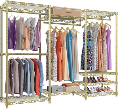 VIPEK V5 Heavy Duty Clothes Rack, Portable Closet Wardrobe with 4 Hanging Rods & 8 Shelves, Freestanding Adjustable Garment Rack for Bedroom, Walk-in Closet, 890 lbs Capacity, Black, 68.9" L