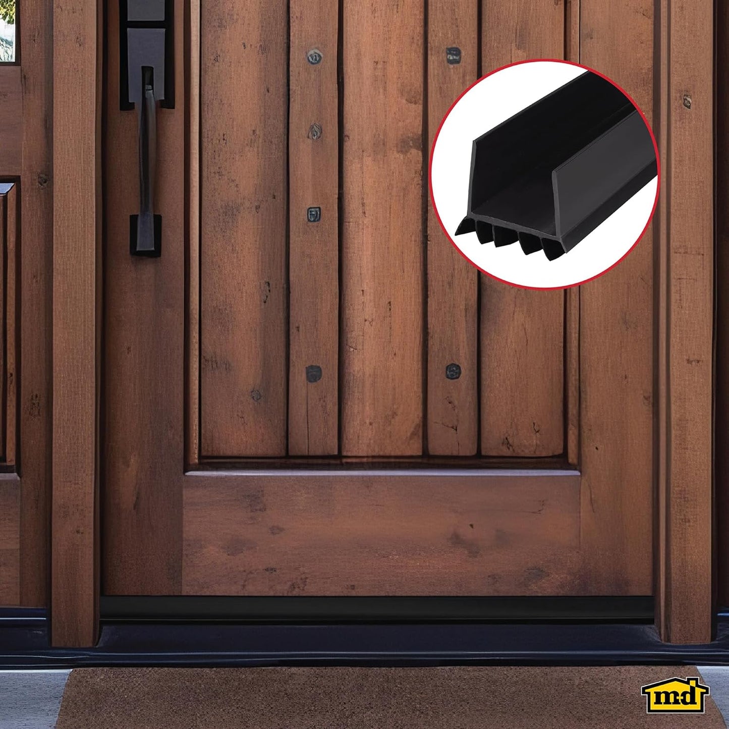 M-D Building Products Vinyl Cinch U-Shape Door Bottom Seal, Slide-On Weatherstripping Draft Stopper, Easy to Install, Fits 36” x 1-3/4” Doors, Fills 3/8”- 3/4” Gaps, 43337, Brown