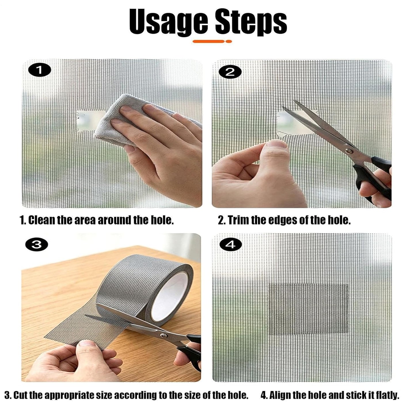 Window Mesh Screen Repair | Self-Adhesive Flexible Patch Tape | Window Screen Replacement Kit | for Patio Porch RV Balcony Tent Camper Apartment