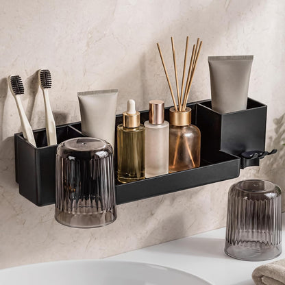 Tooth Brush Holder for Bathroom,Toothbrush Holders Wall Mounted,No Drilling Waterproof Electric Toothbrush Storage Rack, Toothbrush Organizer,Black