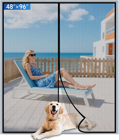 Upgraded PET Mesh Magnetic Screen Door Stronger Than Fiberglass and Polyester,Hands Free,Keep Bugs Out,Pet & Kid Friendly,Suitable for Sliding Doors,Patio and French Doors-72" X 80"