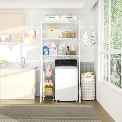 Ulif U8 Mini Laundry Room Storage Organizer, Over the Washer and Dryer Storage Shelves for Laundry Organization, 29.5”W x 17.3”D x 76.2”H, Suit Washing Machine Width within 27.1”, Hold 304 lb, Black