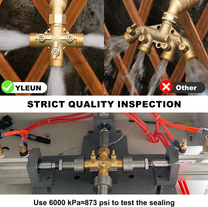 Garden Hose Splitter High Flow Splitter No Restricted-Flow Connector Heavy Duty Brass Hose Splitter with Shut Off Valves 3 way Hose Bib Adapter (Cross 3 way)