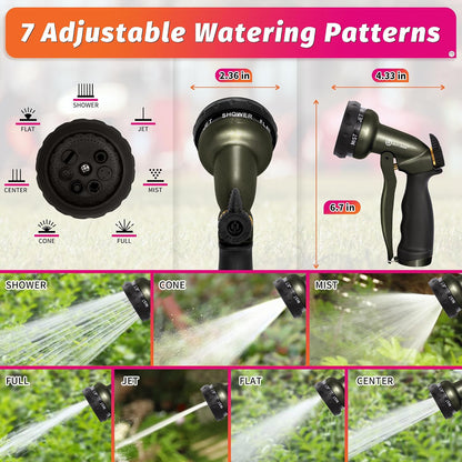 AUTOMAN Garden Nozzle Sprayer, High Pressure Spray Nozzle, 100% Metal Water Hose Nozzle, 7 Patterns Watering Nozzle, Heavy Duty Sprayer Garden Nozzle for Watering Plants & Lawns, Washing Cars & Pets