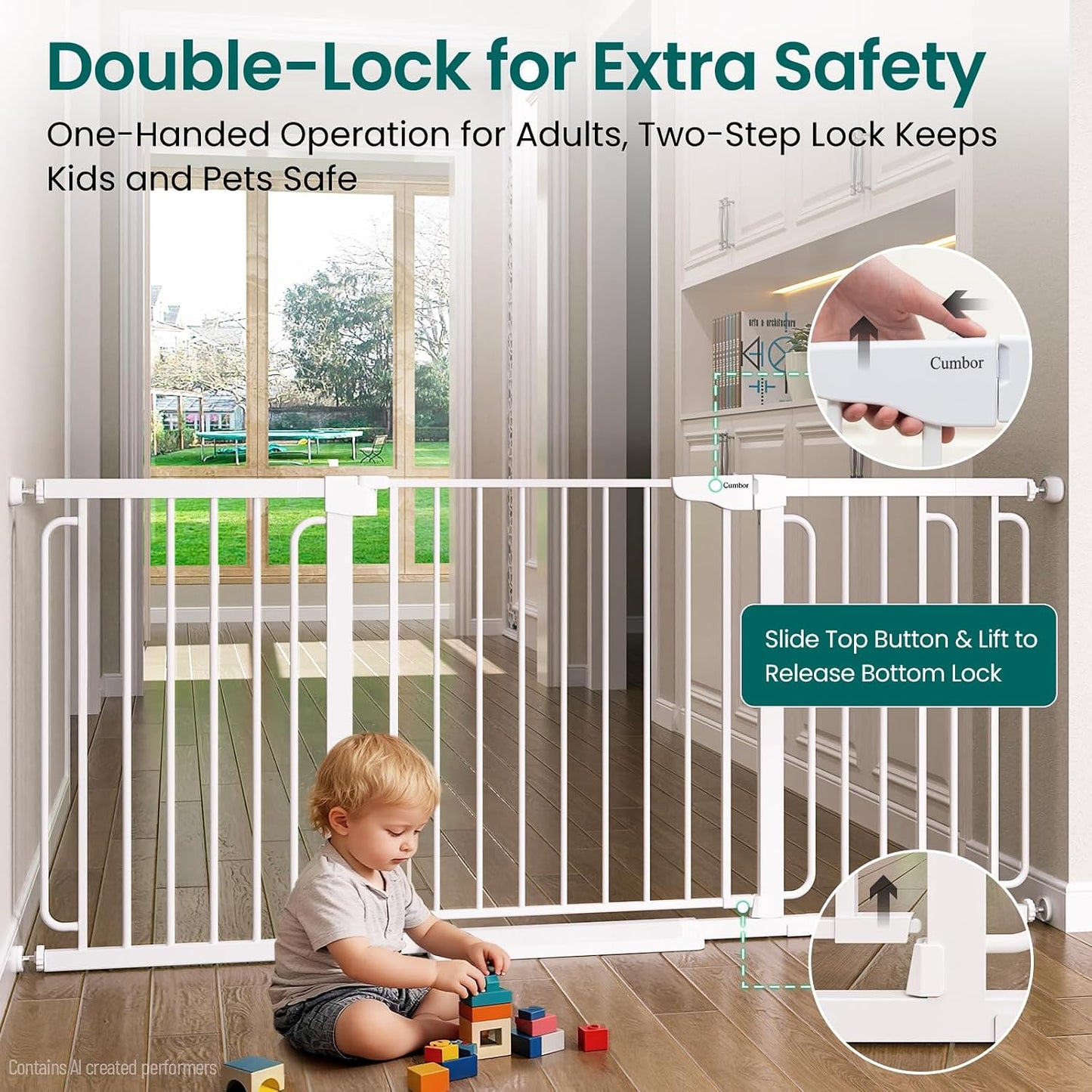 Cumbor 30-46" Baby Gate for Stairs, Mom's Choice Awards Winner-Auto Close Dog Gate for The House, Gifts for Mom, Easy Install Pressure Mounted Pet Gates for Doorways, Black