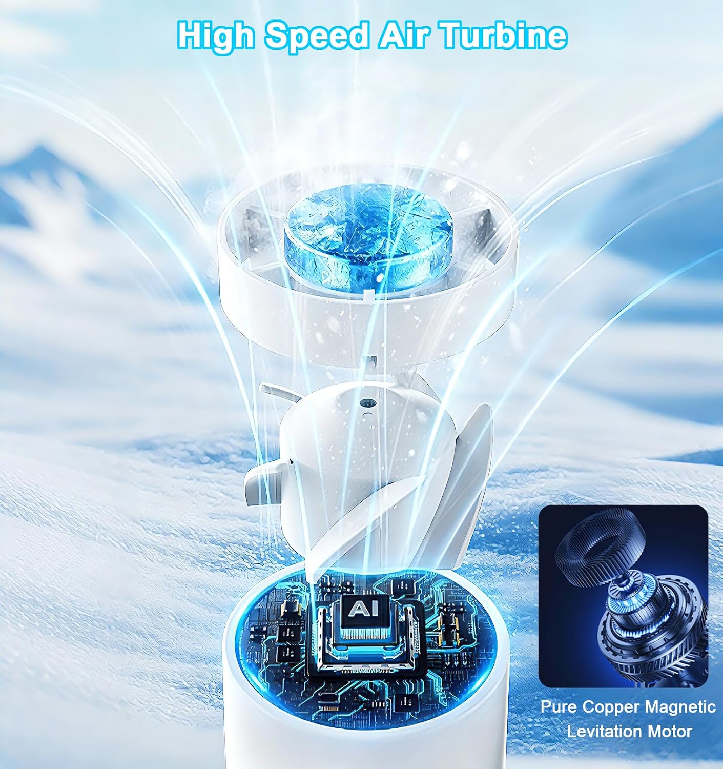 Portable Handheld Mini Fan with Ice Cooling Plate, Personal Clip On Turbo Fan Rechargeable, 18000 RPM 6 Speeds, 360° Detachable Clip, Pocket AC Fans Blow Cold Air for Beach Car Stroller Travel Makeup