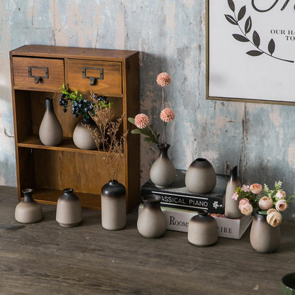 JOJUNO White Bud Vases, Small Ceramic Vase Set of 11, Mini Pottery Vases for Flowers, Decorative Pieces for Home Modern Decor, Boho Decor, Chic Accents for Living Room Dining Table Shelves