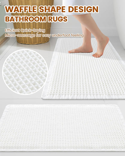 Smiry Waffle Bath Mat 30x20, Extra Soft Absorbent Bathroom Rugs, Non Slip Machine Washable Quick Dry Bath Rugs for Bathroom Floor, Tub, Shower, Home Decor Accessories, Brown