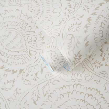 Ismoon Peel and Stick Wallpaper Boho Beige Contact Paper Neutral Floral Wall Paper Textured Self Adhesive Removable Wallpaper for Bedroom Kitchen Renter Friendly Vinyl 17.3" x 78.7"