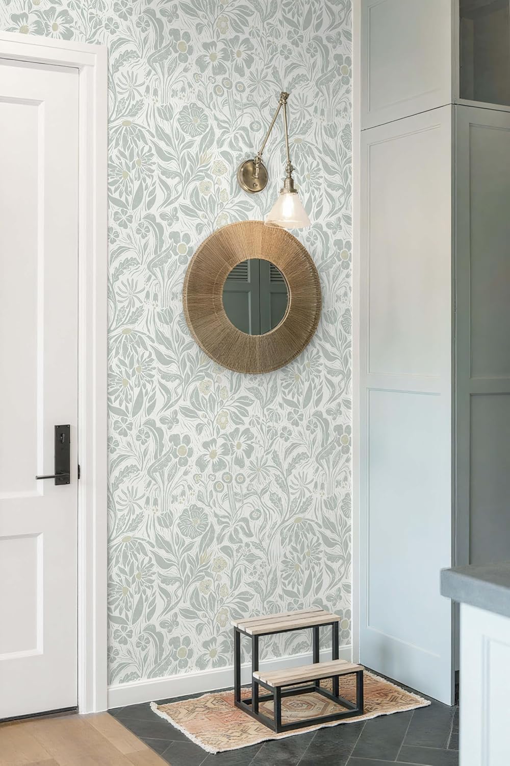 Heroad Peel and Stick Wallpaper Boho Beige Contact Paper Floral Wall Paper Removable Self Adhesive Wallpaper for Cabinet Bedroom Living Room Entryway Walls Bathroom Waterproof Vinyl Roll 17.3''x78.7''
