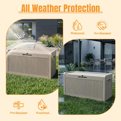 Outdoor Storage Box,38 Gallon Resin Deck Box,Waterproof & UV Resistant Lockable Package Delivery Bin,Toy Cabinet for Indoor & Outdoor