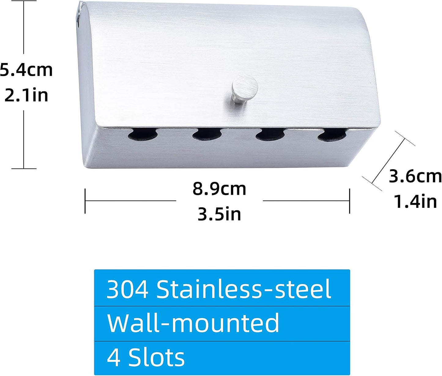 Toothbrush Holder, 304 Stainless Steel Dustproof Wall Mounted Self Adhesive Toothbrush Storage Organizer Stand Rack (9cm(4 Brush Slots))