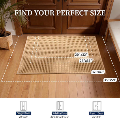 YIHOUSE Indoor Door Mat 24" x 36", Non-Slip Washable Entryway Mat, Dirt Trapper Absorbent Entrance Mat, Low Profile Floor Mat for Front/Back Door, Entryway, Khaki