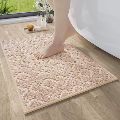 YDKGL Bathroom Rugs Non Slip, Super Absorbent Quick Dry Bath Mats for Bathroom, Foam Weave Texture Thin Bath Rugs Washable with Rubber Backing Fit Under Door Outside Shower,16" x 24“