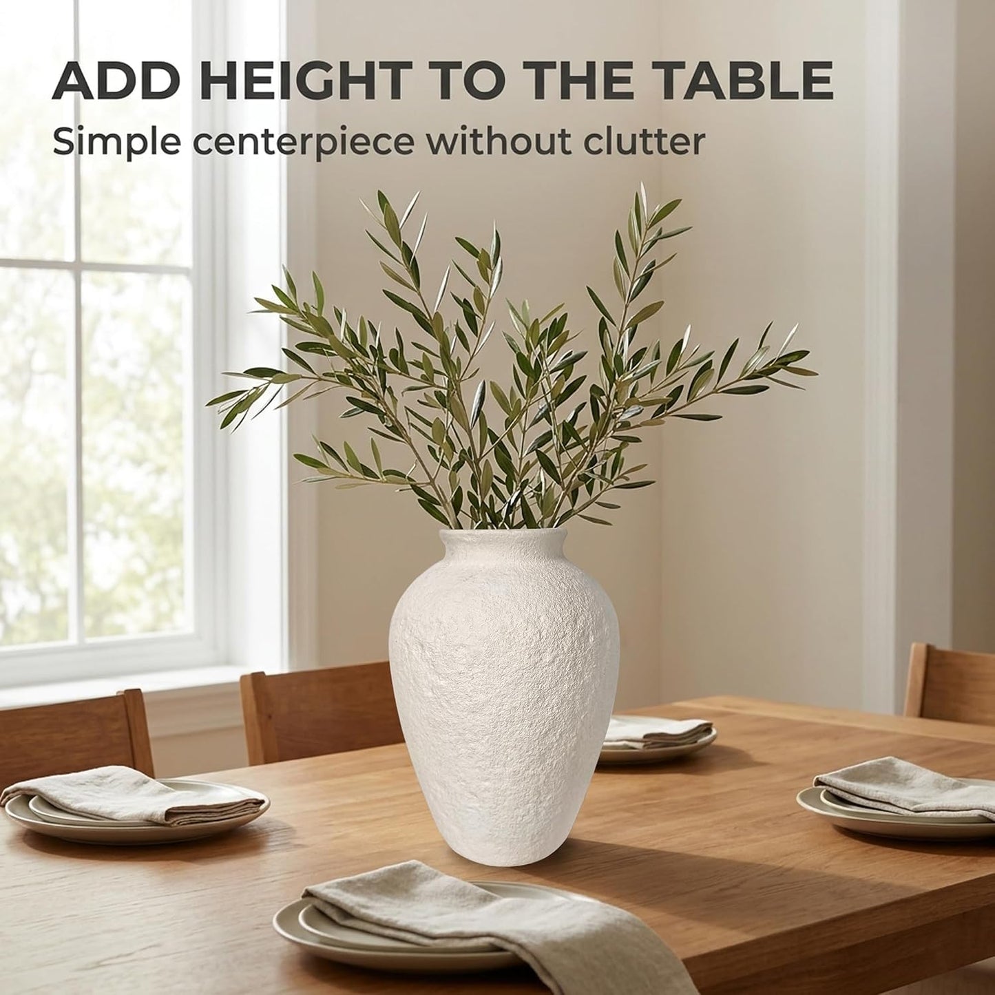 5.9" Small White Round Ceramic Vase, Coffee Table Shelf Decor