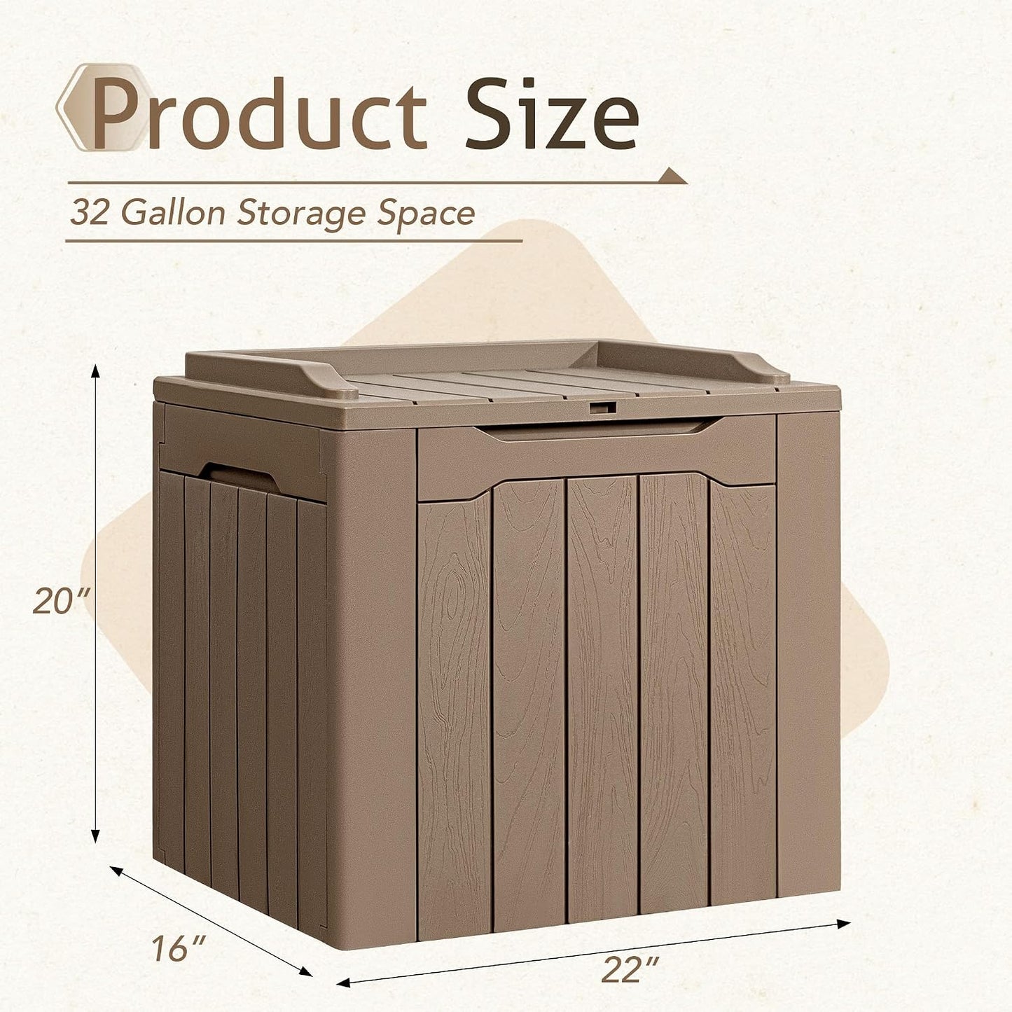 Flamaker Outdoor Storage Box 80 Gallon Resin Waterproof Deck Box Delivery Box with Wood Texture Large Storage Bin for Patio Cushions, (Grey)