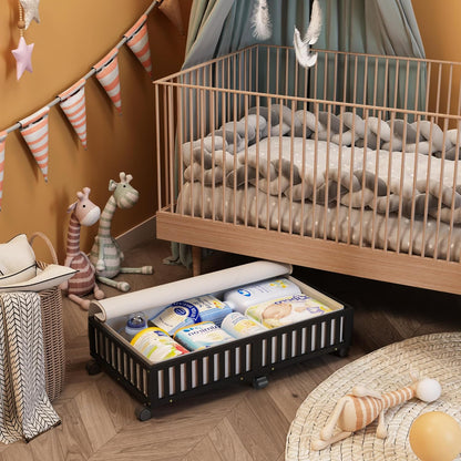 Bamboo Under Bed Storage Containers with Wheels, 2 Pack Under the Bed Shoe Storage Bins, Wood Rolling Underbed Drawers with Bag Organizer for Bedroom, Sheets Clothes Blanket Comforter, Under Crib Toy