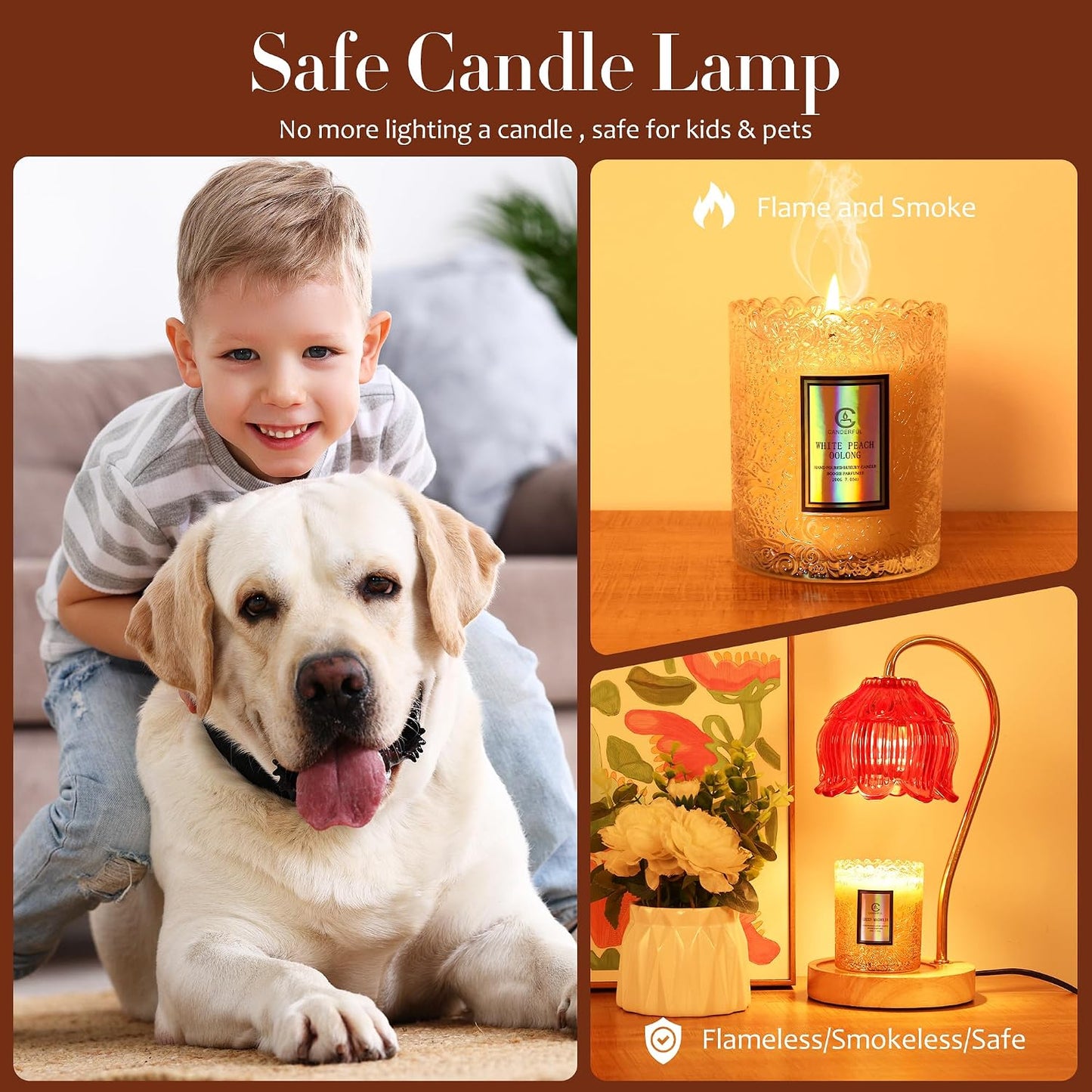 Flower Candle Warmer Lamp with Timer & Dimmer - Fits All Jar Scented Candles - Christmas & Mother's Day Gift for Women，Mom，Her