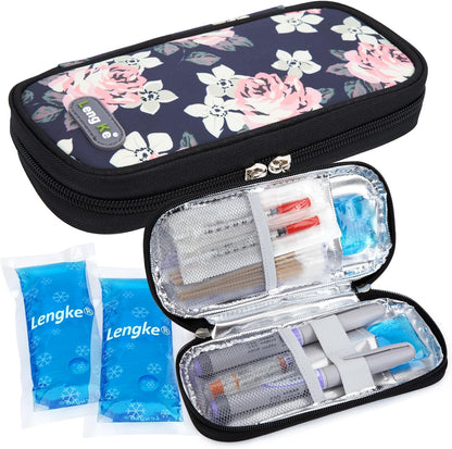 YOUSHARES Insulin Cooler Travel Case with Temperature Display - Refrigerated Medicine Cooling Bag with 2 TSA Approved Ice Pack, Medication Pen Diabetic Supplies Organizer for Trip and Daily