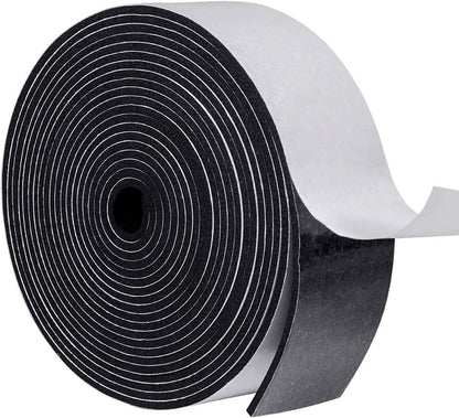 MAGZO Weather Stripping Door Seal, 1/2 Inch Wide X 1/8 Inch Thick Adhesive Foam Tape Soundproof Weatherstripping for Windows, 3 Rolls Total 50FT Black
