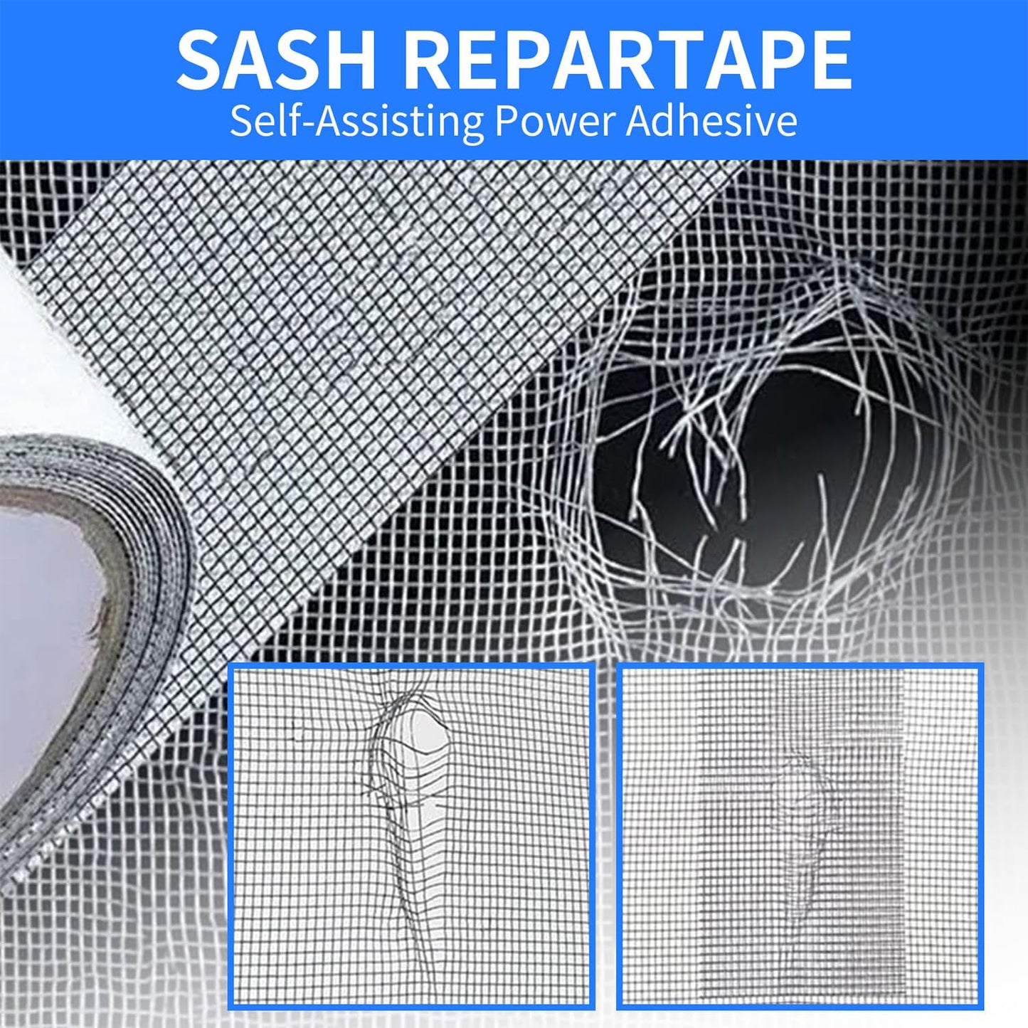 Benksaas Strong Adhesive Screen Repair Tape, 2025 Upgrade Screen Repair Kit Window Screen Repair Tape, Household Self-Adhesive Screen Tape Mesh Window Repair Patch for Doors, Windows (3 Colors)