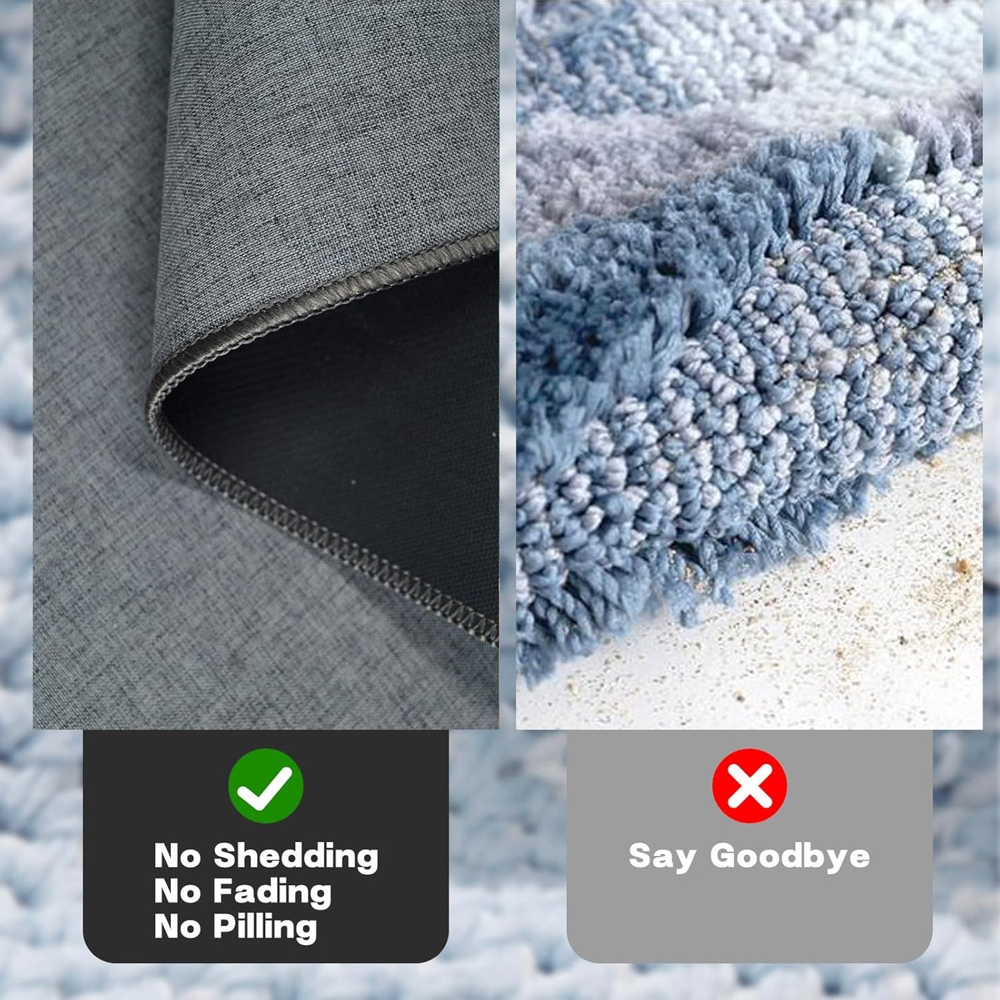Yancorp 16"x26" Ultra Thin Bathroom Rugs,Low Profile Bath Rug,Rubber mat,Fit Under Door,Non Slip,Machine Washable Shower Rug,Dark Grey