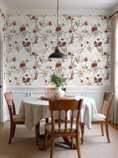 Dimoon 17.3''x78.7'' Peel and Stick Wallpaper Floral Cute Contact Paper Vintage Village Country Cottage Wallpaper Farmhouse Yellow Beige Renter Friendly Geometry Waterproof Embossed Kitchen Bedroom
