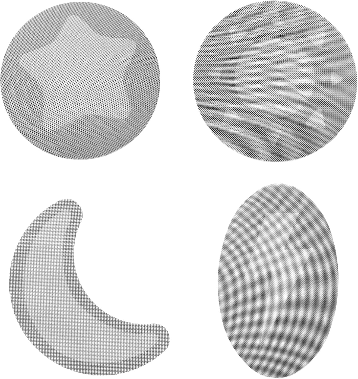 Window Screen Repair Patches Set – Strong Adhesive Mesh – 4 Shapes (Sun, Star, Moon, Lightning Bolt) – Repair Kit for Windows & Doors