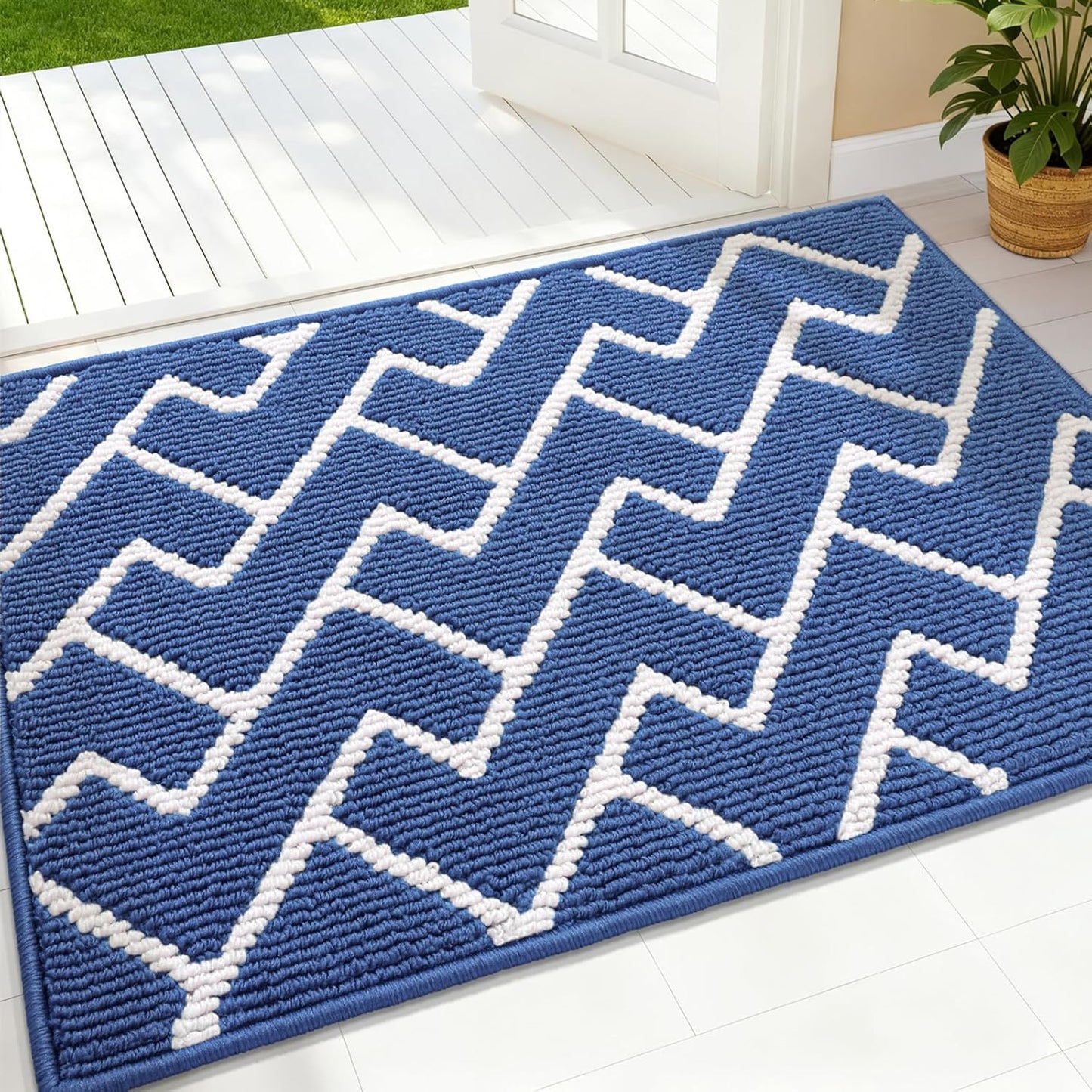 OLANLY Front Door Mat, Non-Slip Rubber Backing, Dirt Resistant and Absorbent, Washable, Easy to Clean Low-Profile Indoor Doormat for Back Door, Entryway, Inside Entrance, 32x20, Grey