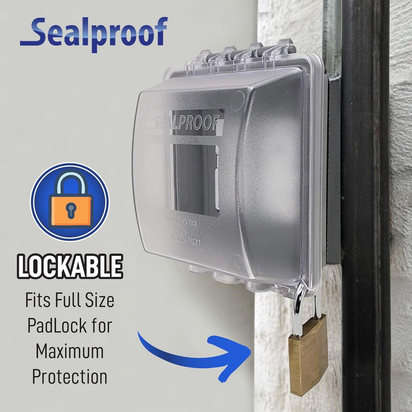 Sealproof 1-Gang Extra Deep Weatherproof in Use Outdoor Duplex Outlet Cover with Box Kit, Lockable, UL Extra Duty Compliant, 18 Configurations