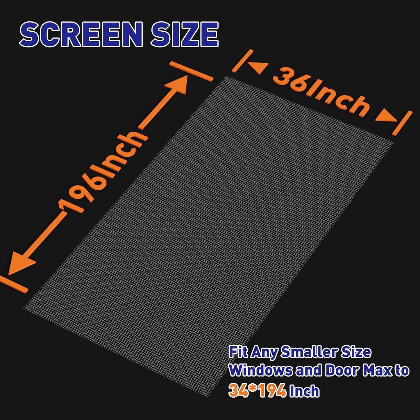 MAGZO Window Screen Replacement Mesh 48"W x 99"L - Pet Resistant Premium & Durable Polyester Screen Door Mesh, Allows Fresh Air In, DIY Repair Kit Includes Tool for Sliding Doors,Windows,Patio, Gray