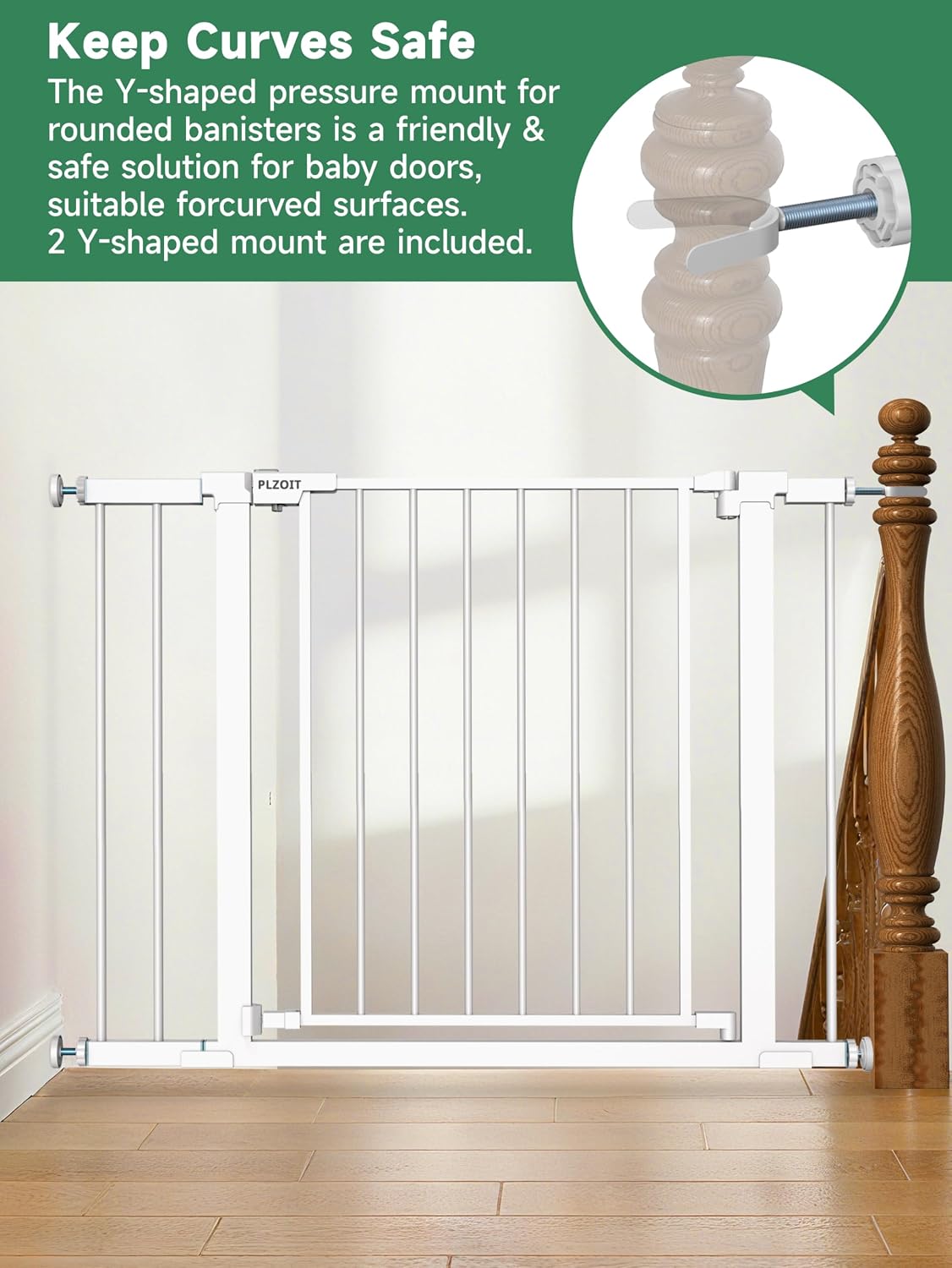 29.5-40.5" Baby Gate for Stairs, Dog Gate for Doorways, Walk Thru Auto Close Metal Baby Safety Gate for The House, Stairs and Doorways, Child Gate Pressure Mounted, Pet Gate for Dog Indoor - Black