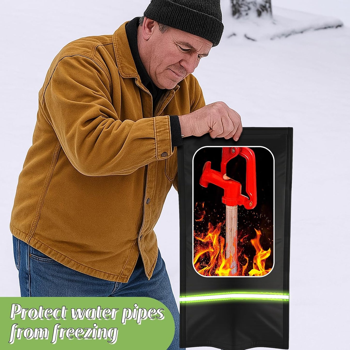 SATINIOR Insulated Outdoor Faucet Covers, 28”H x 15”W Reusable Easy On RV Park Spigot Cover Sock with Reflect Strip for Winter Yard Hydrant Freeze Protection Outside Water Spigot Sprinkler