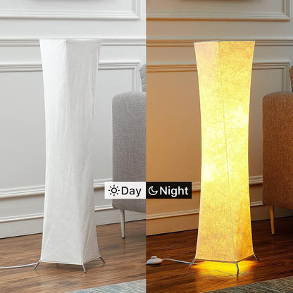 chiphy Floor Lamp, Dimmable 61" Tall Standing Lamp, 3 Levels Adjustable Brightness 12Wx2 LED Bulbs, Column Floor Light w/White Fabric Shade, Home Decor for Living Room, Bedroom, Kids Room