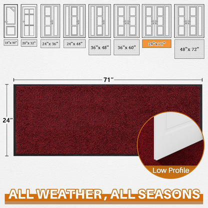 Mibao Front Door Mat, Dirt Trapper Welcome Mat for Outdoor Indoor, Non-Slip Waterproof Doormat, Durable Machine Washable Low Profile Entry Rug for Back Door Outside Patio Porch, 29.5" x 17", Grey