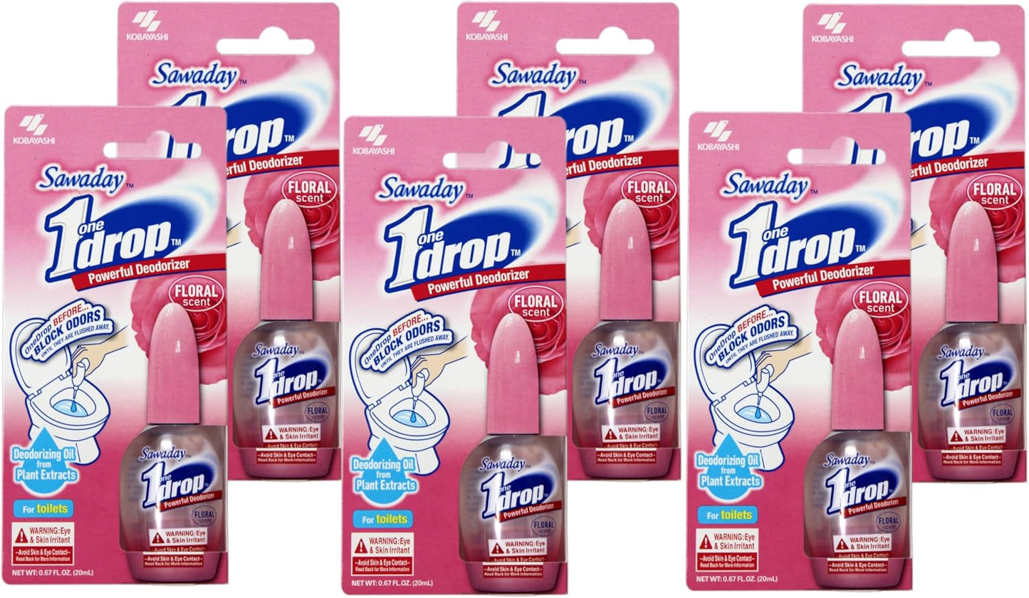 One-Drop Powerful Deodorizer, Floral Scent 0.67 Ounce 6 Pack