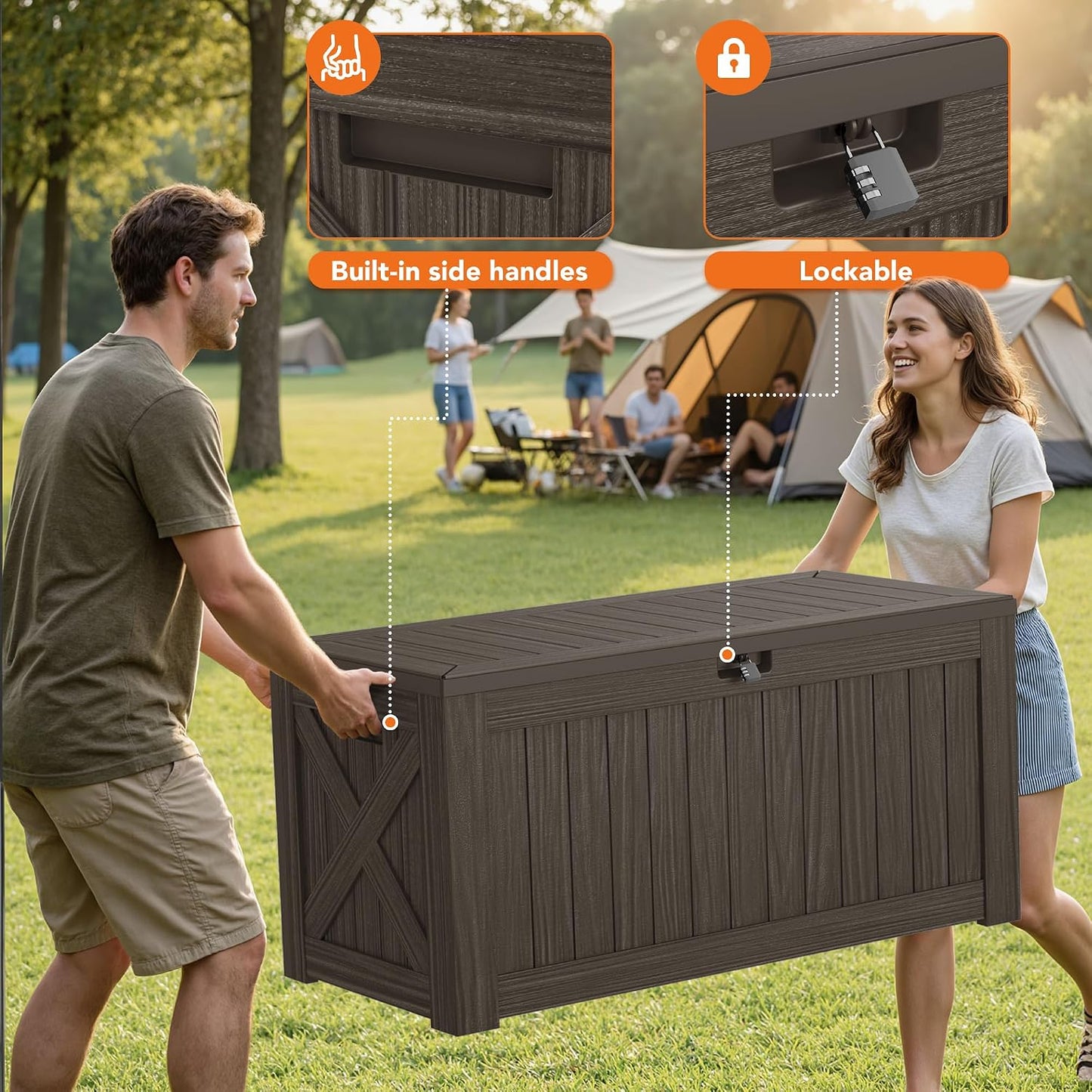 32 Gallon Deck Box Outdoor Indoor Waterproof Storage Box for Patio Furniture, Pool Accessories, Garden Tools, and Cushion Storage, Black