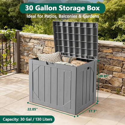 Outdoor Storage Box, 98 Gallon Deck Box, Outdoor Storage Bench, Waterproof Resin Storage Bench with Lockable Lid, Patio Furniture Cushions & Garden Tools Storage, UV Resistant (Black)