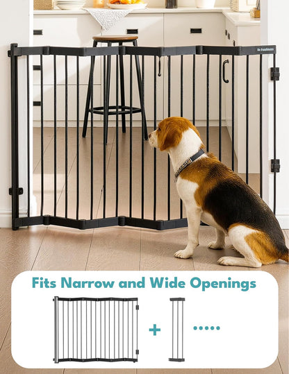 No Pawblems Retractable Safety Gate, Metal Adjustable Dog Gate for Doorways, Stairs & Hallways, Expands to 38" Wide, Auto Retract Design, No Bottom Bar, Black